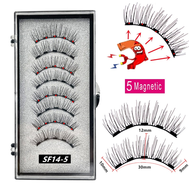 Pack 5 Magnetic False Eyelashes