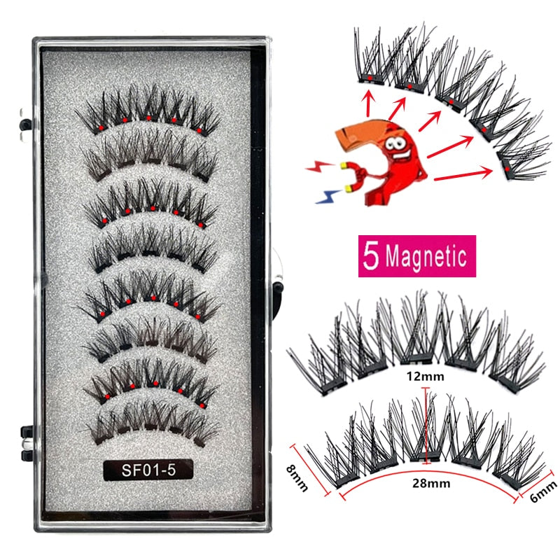 Pack 5 Magnetic False Eyelashes